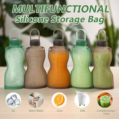 haakaa silicone bag stands on its own for easy filling and organized freezer storage