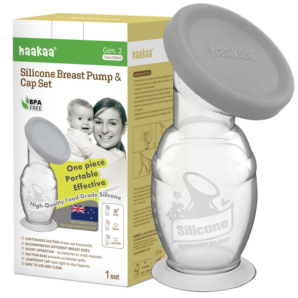 haakaa silicone breast pump gen2 in use delivering hands-free pumping and secure suction.