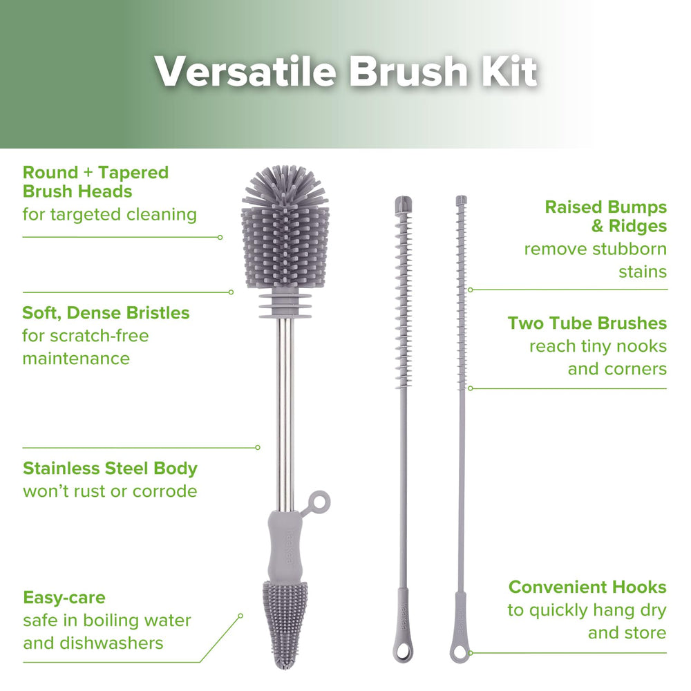 haakaa Suva Grey silicone bristles stay hygienic and durable for long-term use
