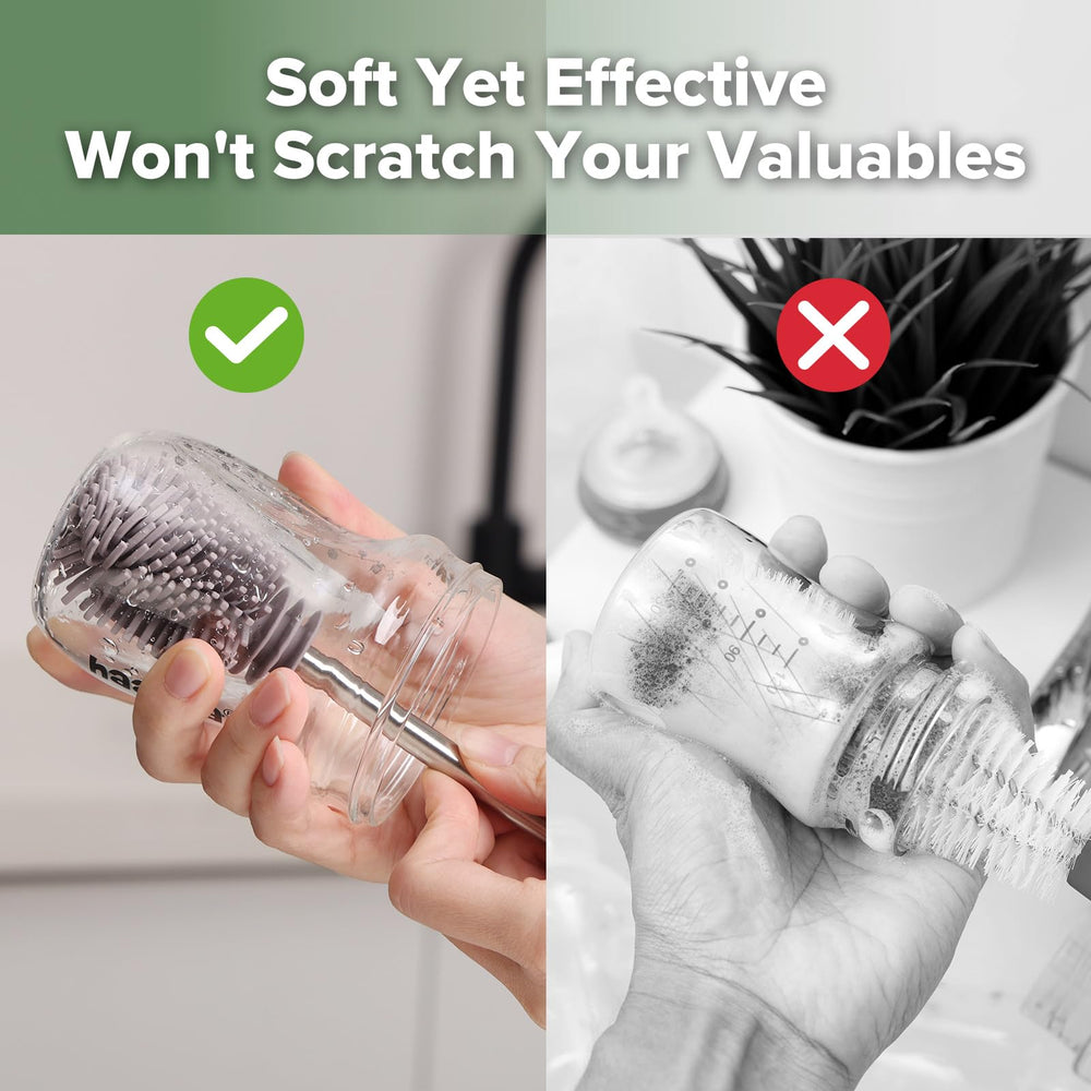 haakaa Silicone Cleaning Brush Kit sterilizes by boiling then air drying for quick prep