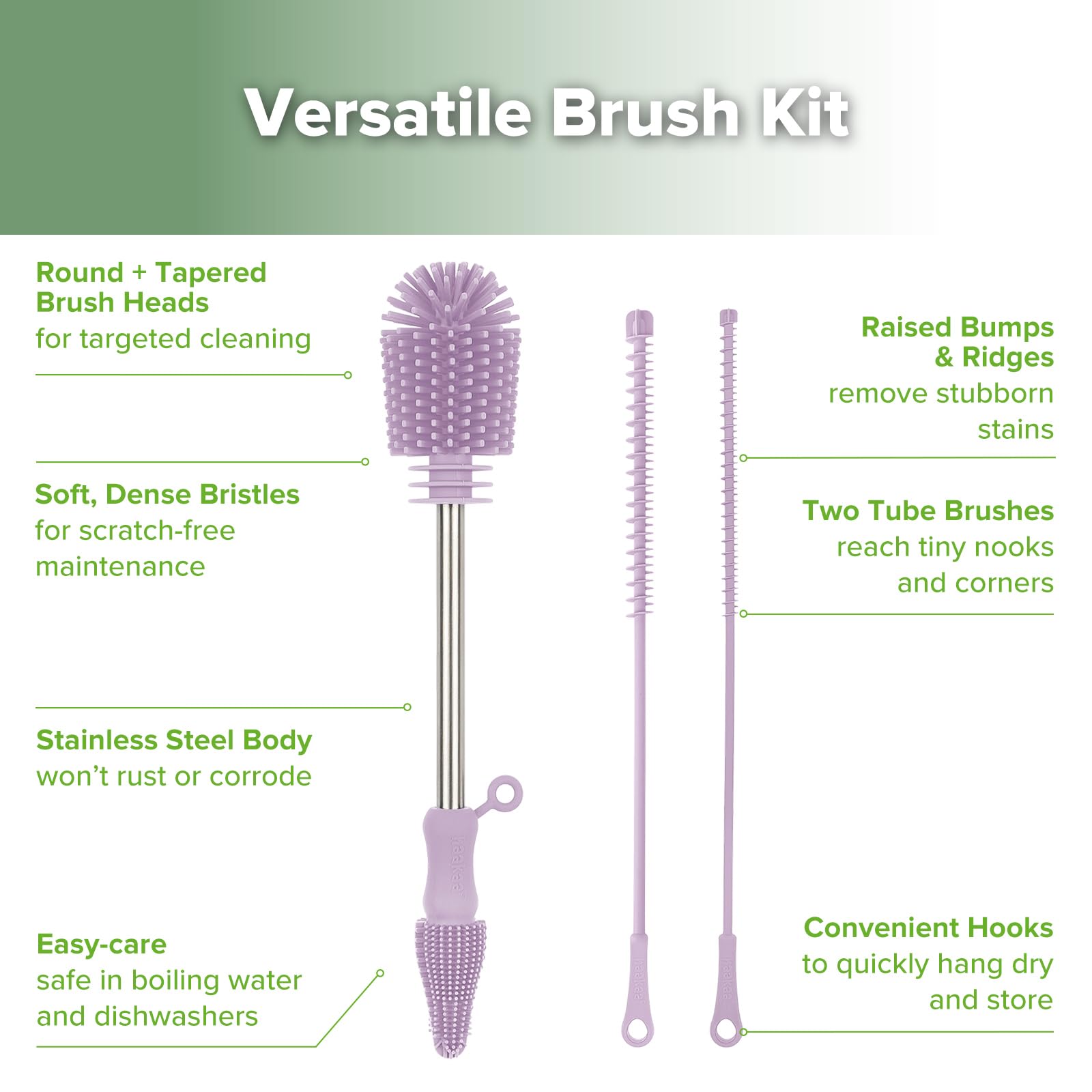 haakaa close-up bristles show soft yet sturdy silicone texture