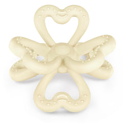 Haakaa silicone clover teether closeup highlights soft, safe chew surface for soothing gums