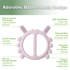 Haakaa crab teether lavender – food-grade silicone ensures safe chew sessions and easy cleaning