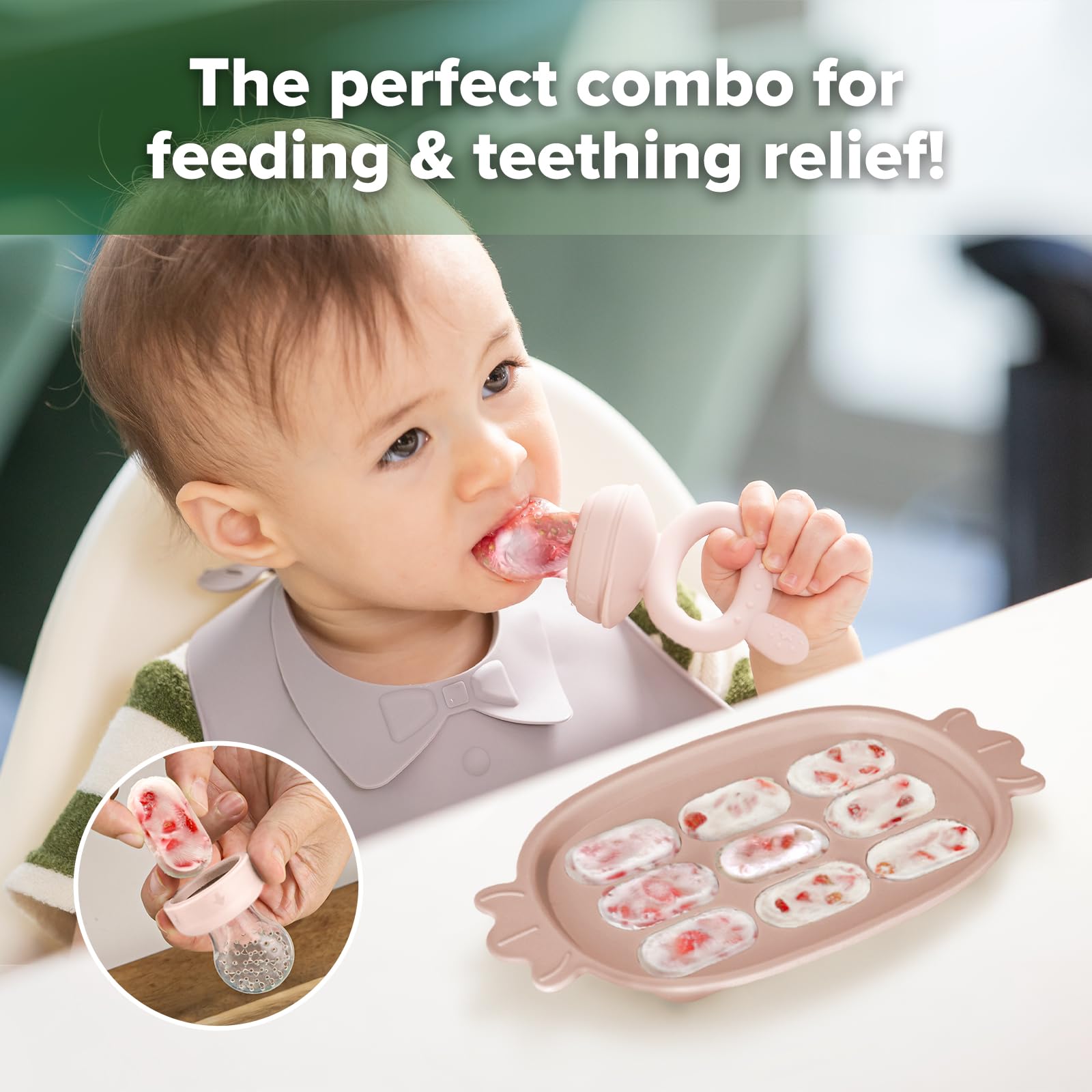 Haakaa silicone freezer nibble tray assembly ready for freezing breastmilk pops.