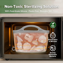 Haakaa bag top handle enables safe removal from the microwave after steaming.