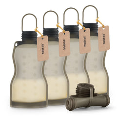 haakaa silicone milk storage bag closed—reliable leak-proof storage on the go.