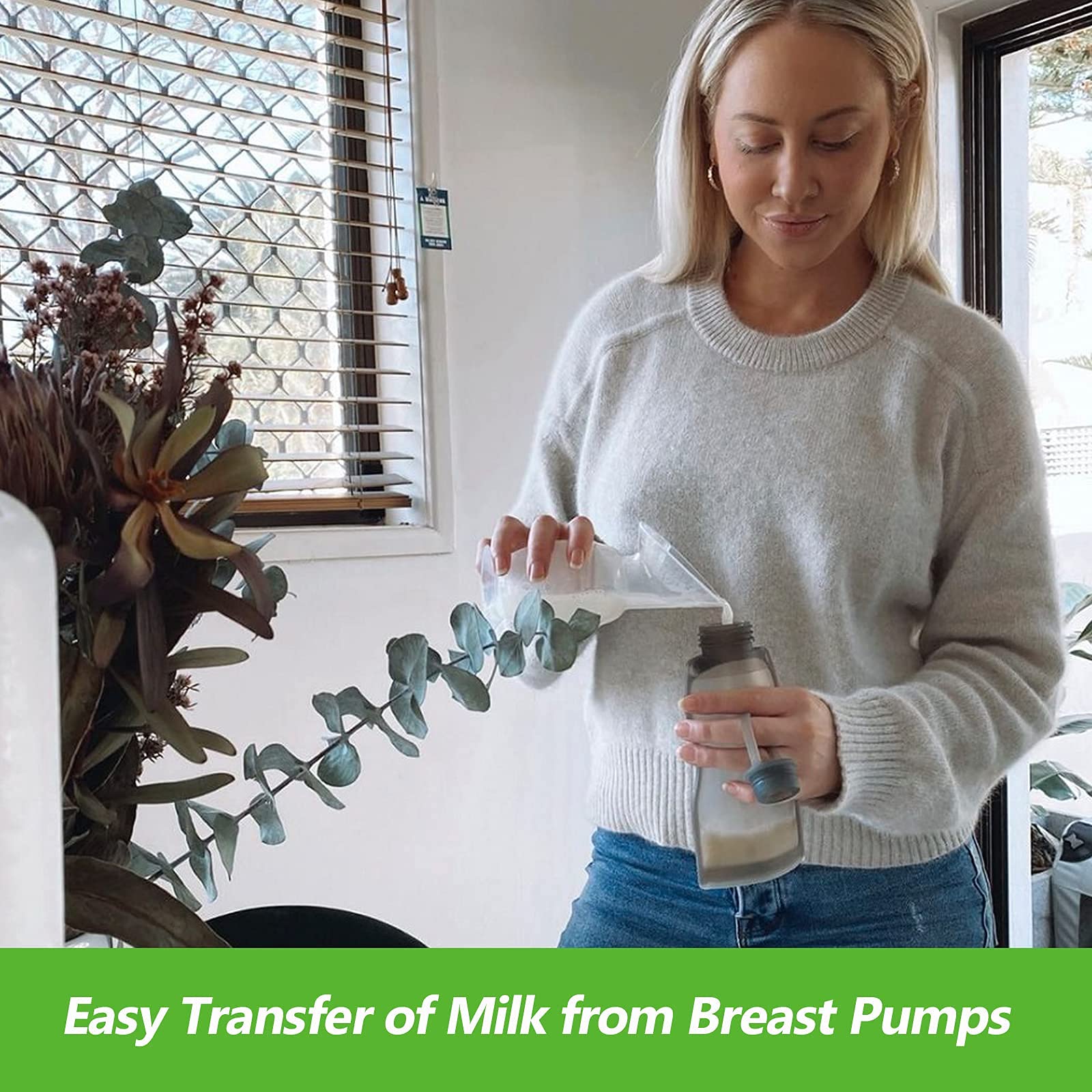 haakaa silicone milk storage bag roll-up—compact storage when not in use.