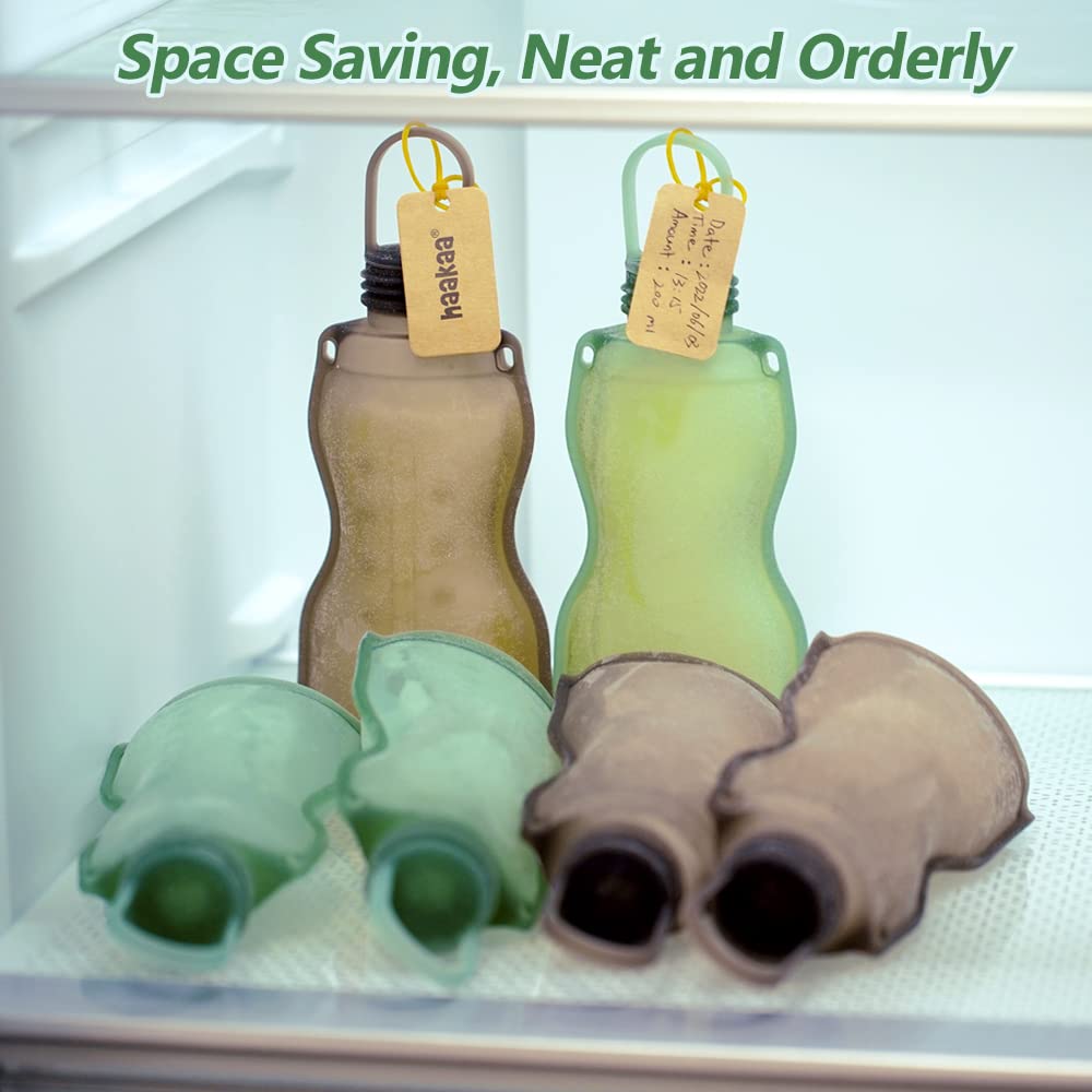 haakaa silicone milk storage bag yummy-pouch-attachment—convert to a squeezable on-the-go pouch.