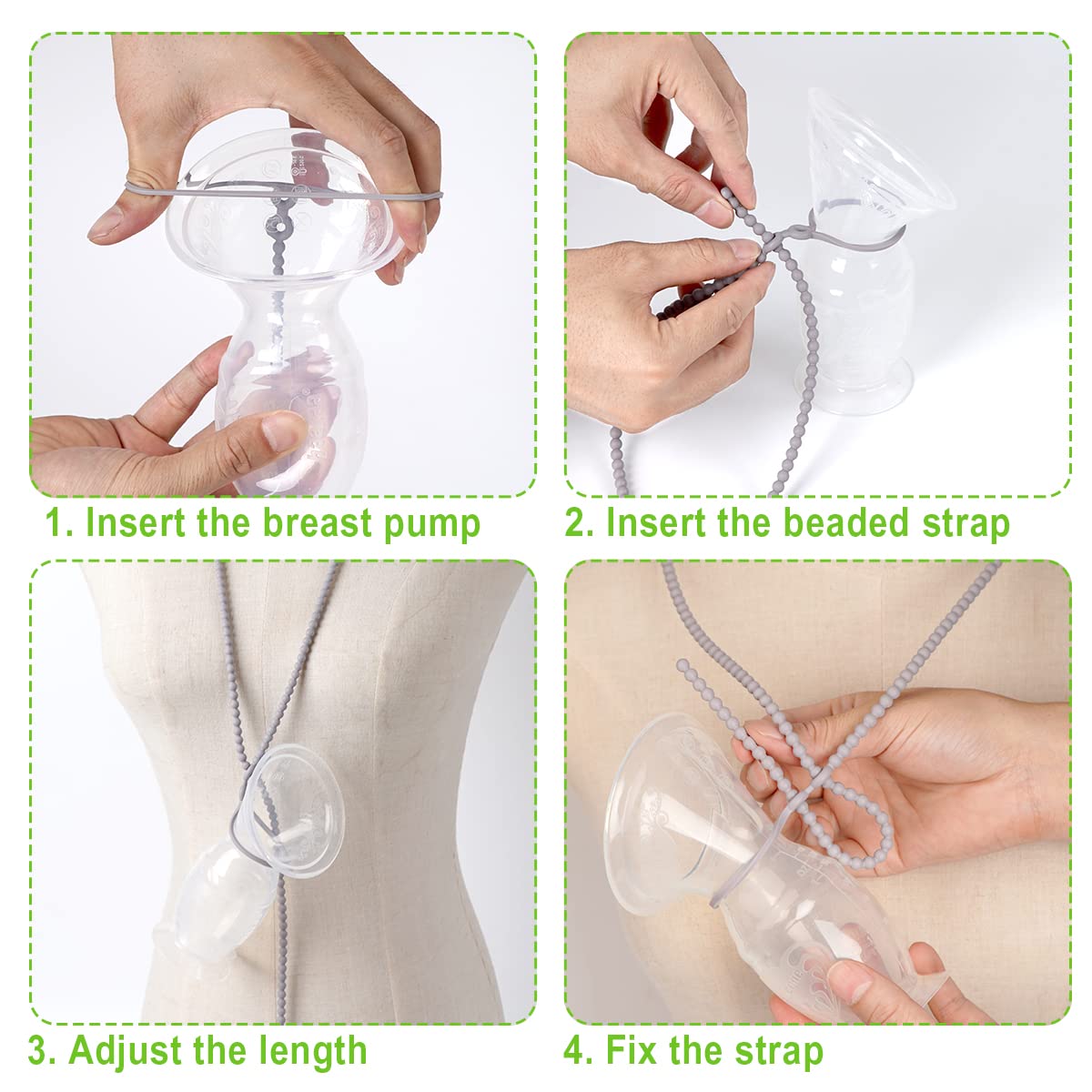 haakaa Silicone Strap demonstrates Gen 1–3 compatibility on manual pumps.