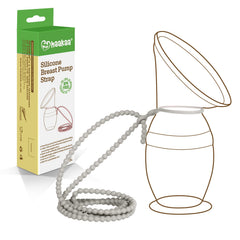 haakaa Silicone Strap in use securely holds the pump during nursing for hands-free operation.