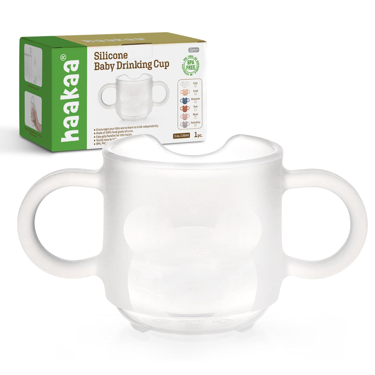 haakaa silicone toddler cup with open rim nose cutout supports natural sipping