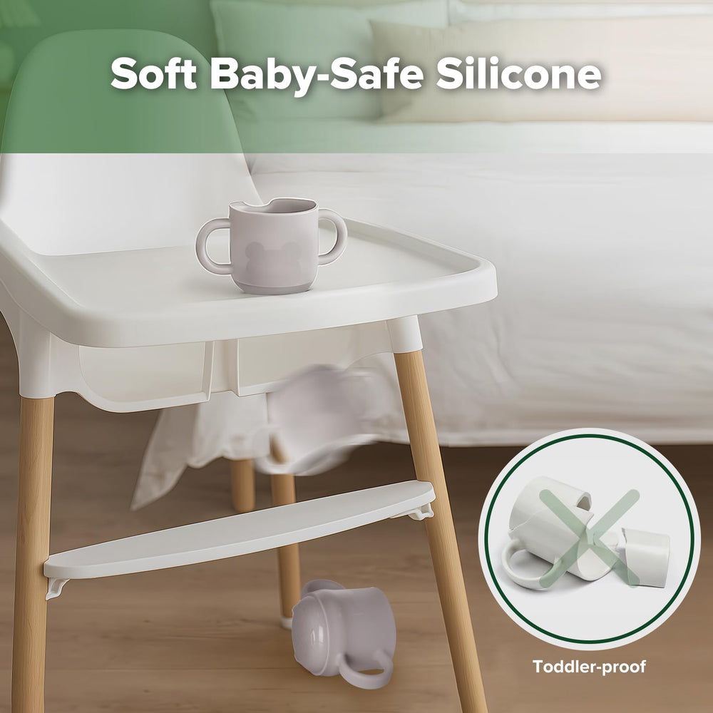 haakaa silicone toddler cups baby holding the cup during self-feeding