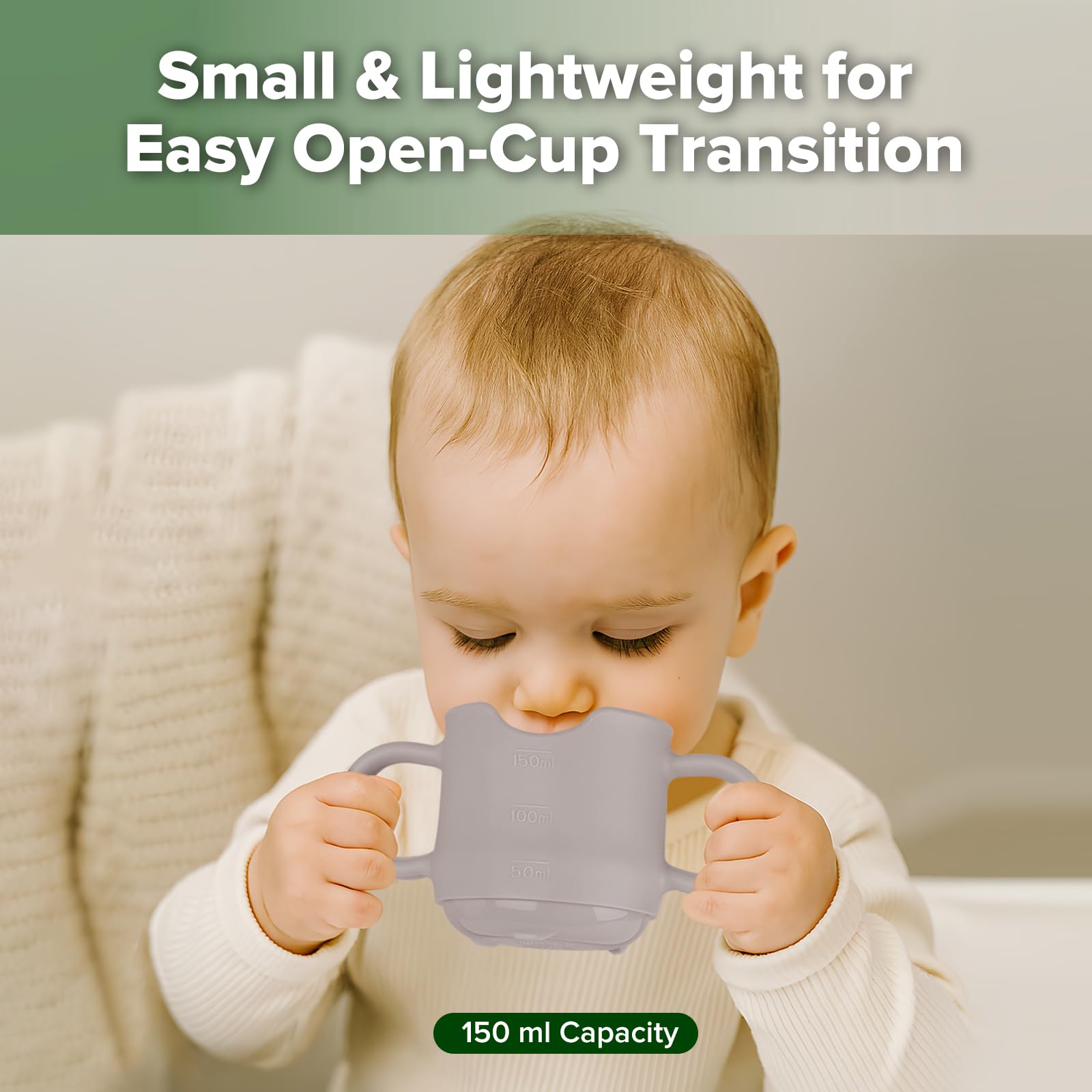 haakaa silicone toddler cups dual-handles aid little hands for steady self-feeding