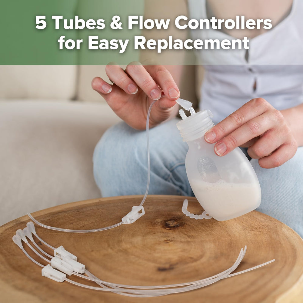 haakaa sns easy setup illustrating quick assembly for at-breast feeding.
