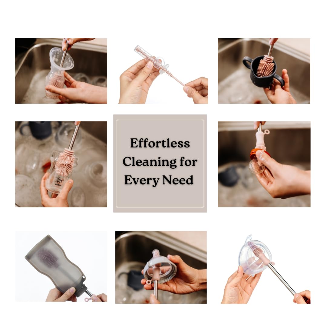 Haakaa silicone-bristle detail for gentle, deep cleaning of baby items