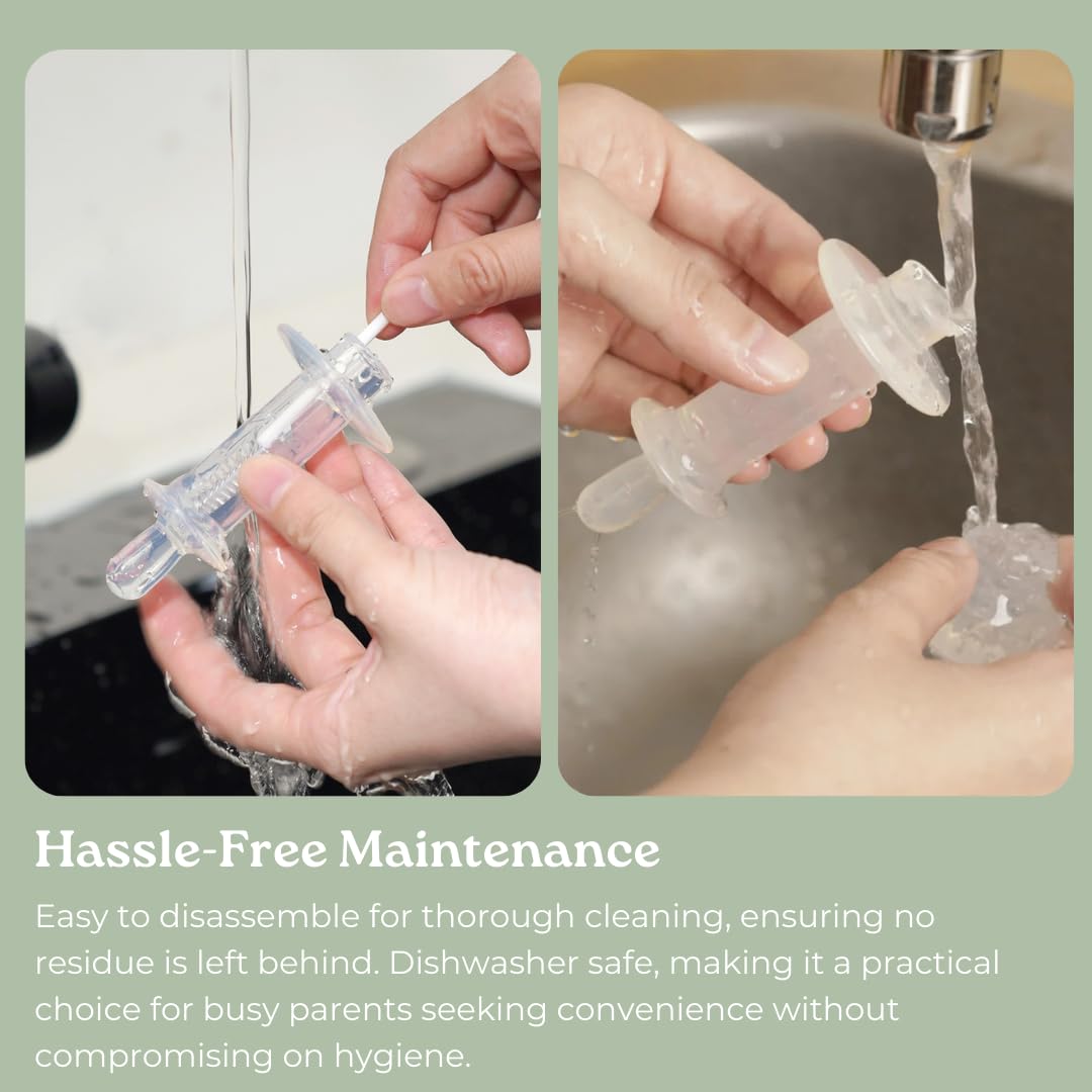 Haakaa SqueezieDOSE compact dispenser for on-the-go baby dosing and quick relief.