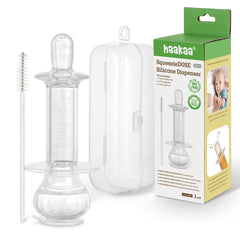 Haakaa SqueezieDOSE soft-syringe nib for gentle feeding and accurate dosing.
