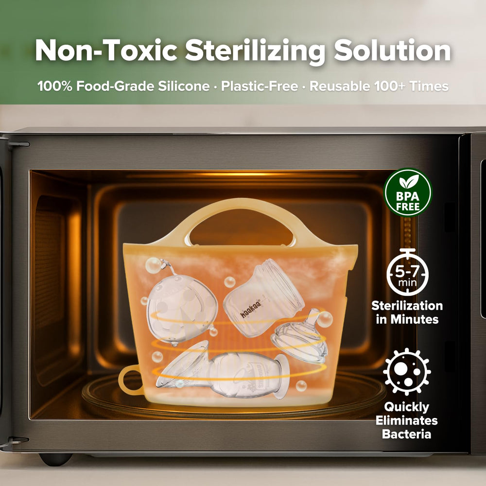 Haakaa steamer bag base appears stable during microwave use