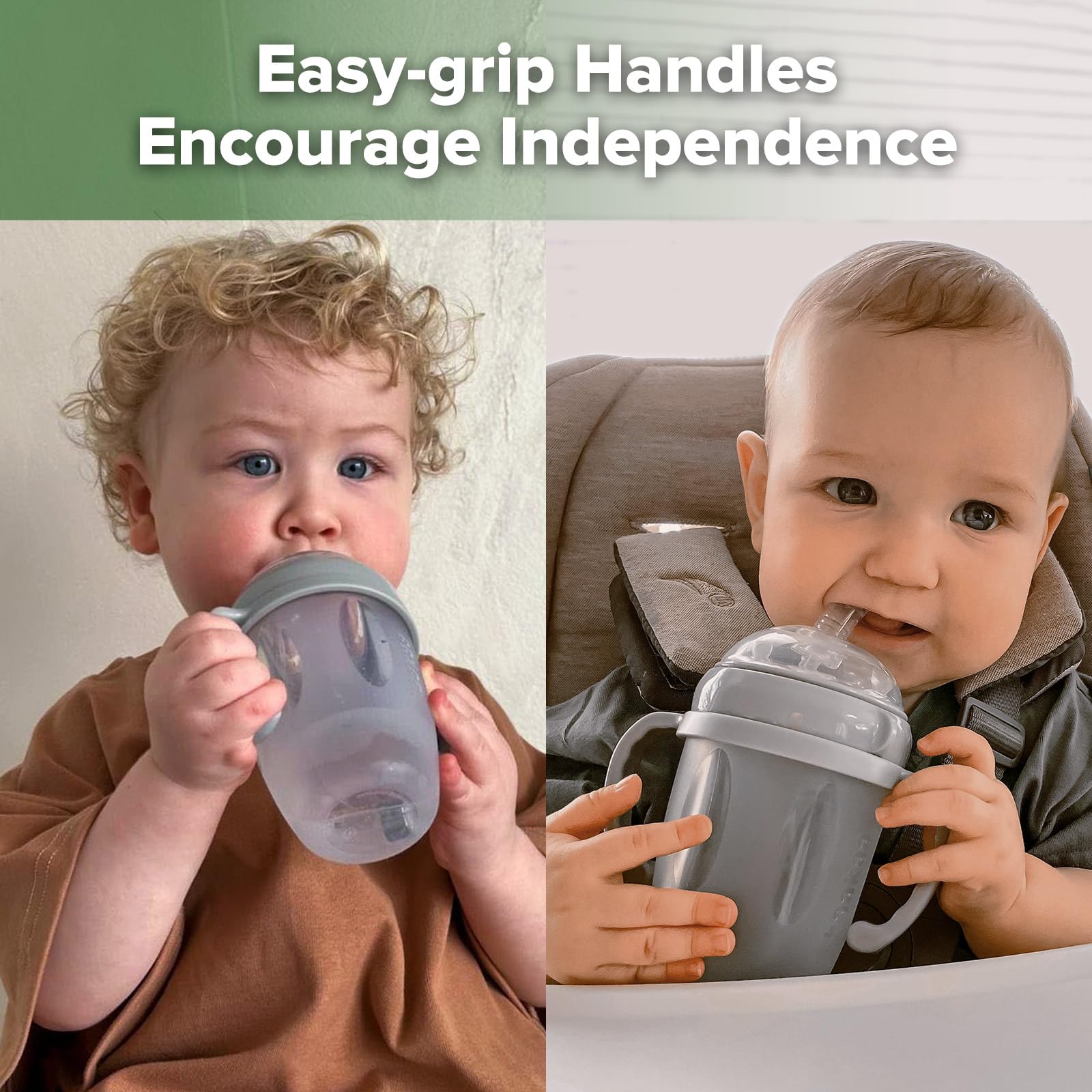haakaa weighted straw sippy cup grey easy-to-clean; minimal parts for quick wash.