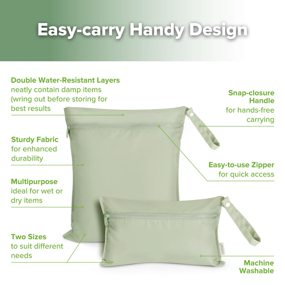 haakaa wet bag grass easy-clean wipe-clean or machine-wash ready