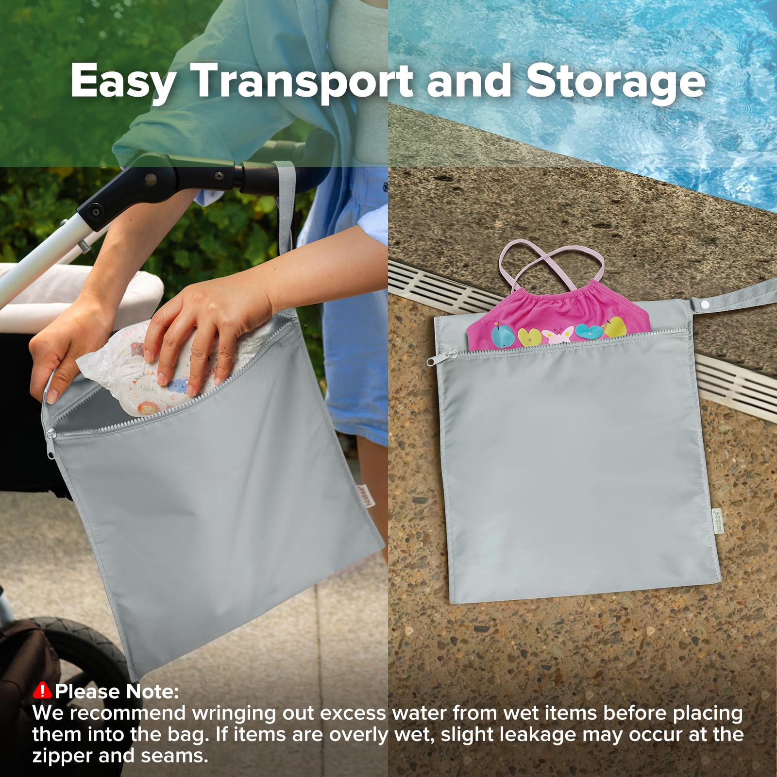 haakaa wet bag 320x200 mm size fits small items, perfect for day trips.