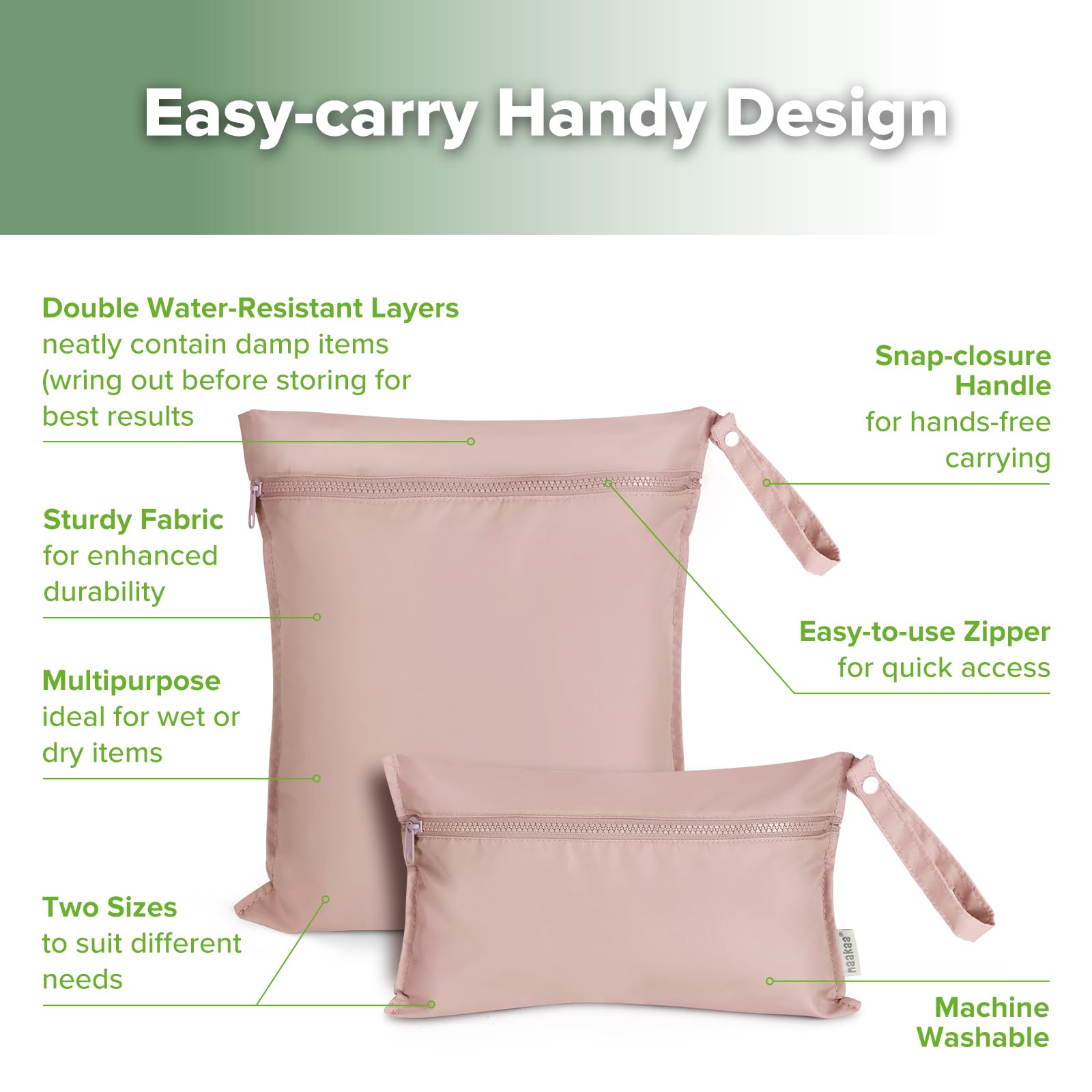 haakaa wet bag zipper closure keeps contents secure while traveling