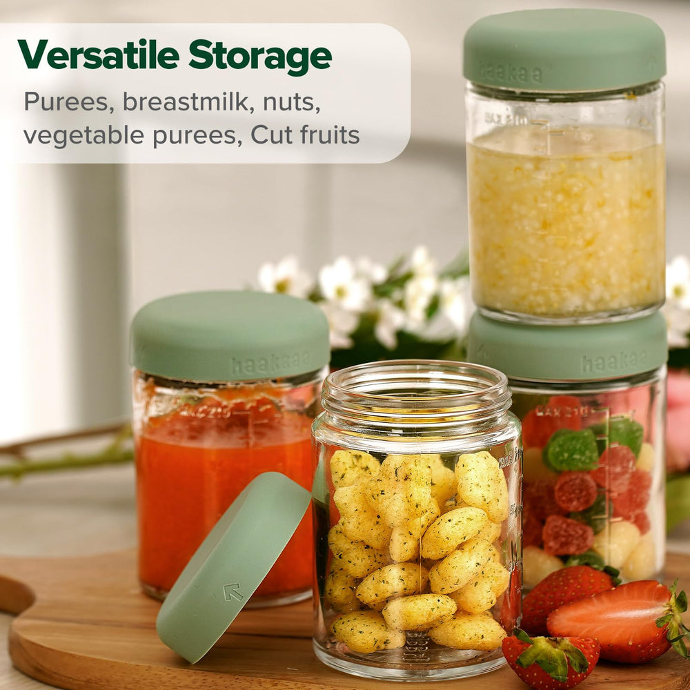 haakaa wide-mouth jars for easy filling and cleaning