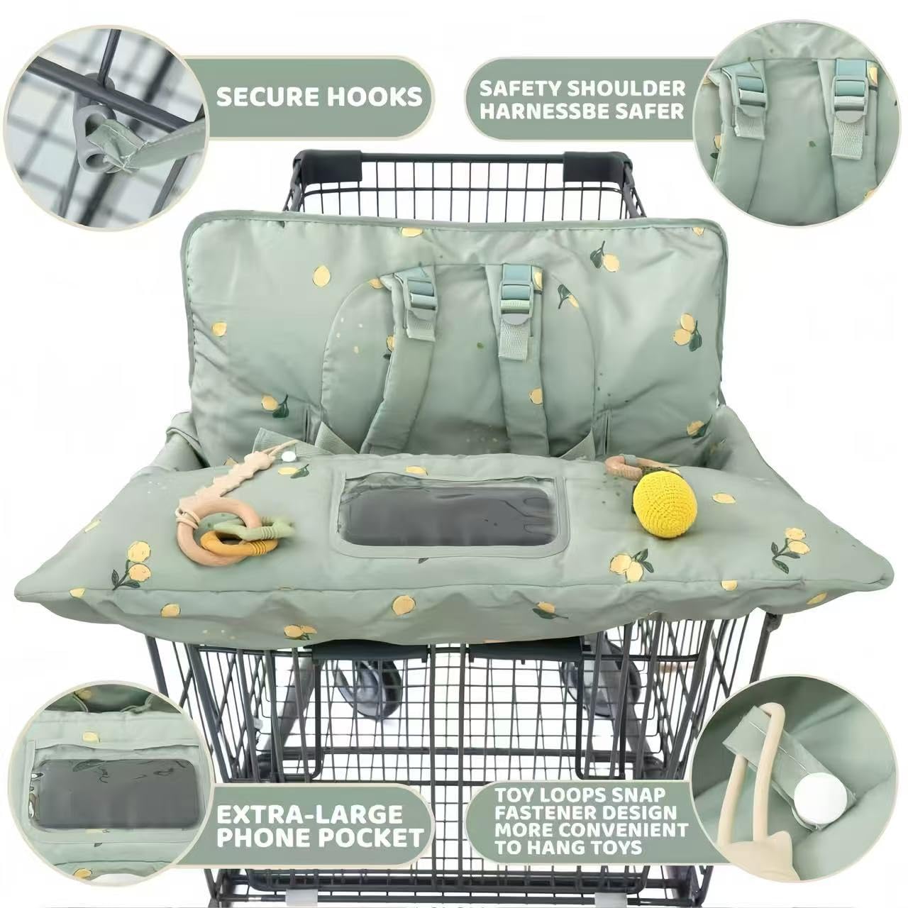 HALAA VAUVA shopping cart cover padded seat for baby comfort during shopping