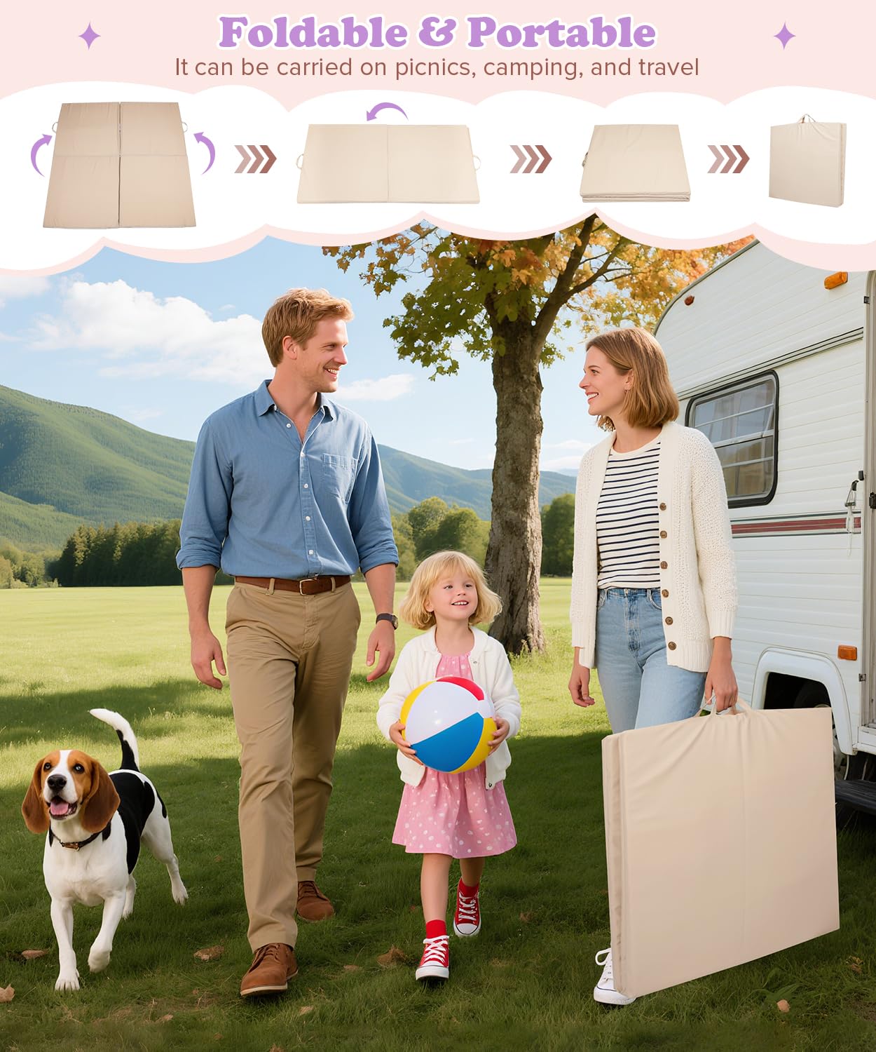 Haavookix foldable crawling play mat transitions from large space to compact storage.
