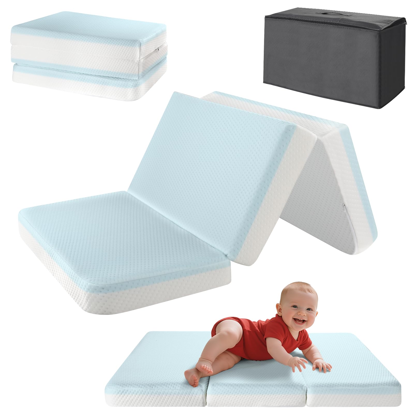 Haavookix portable tri-fold nap mat for travel.