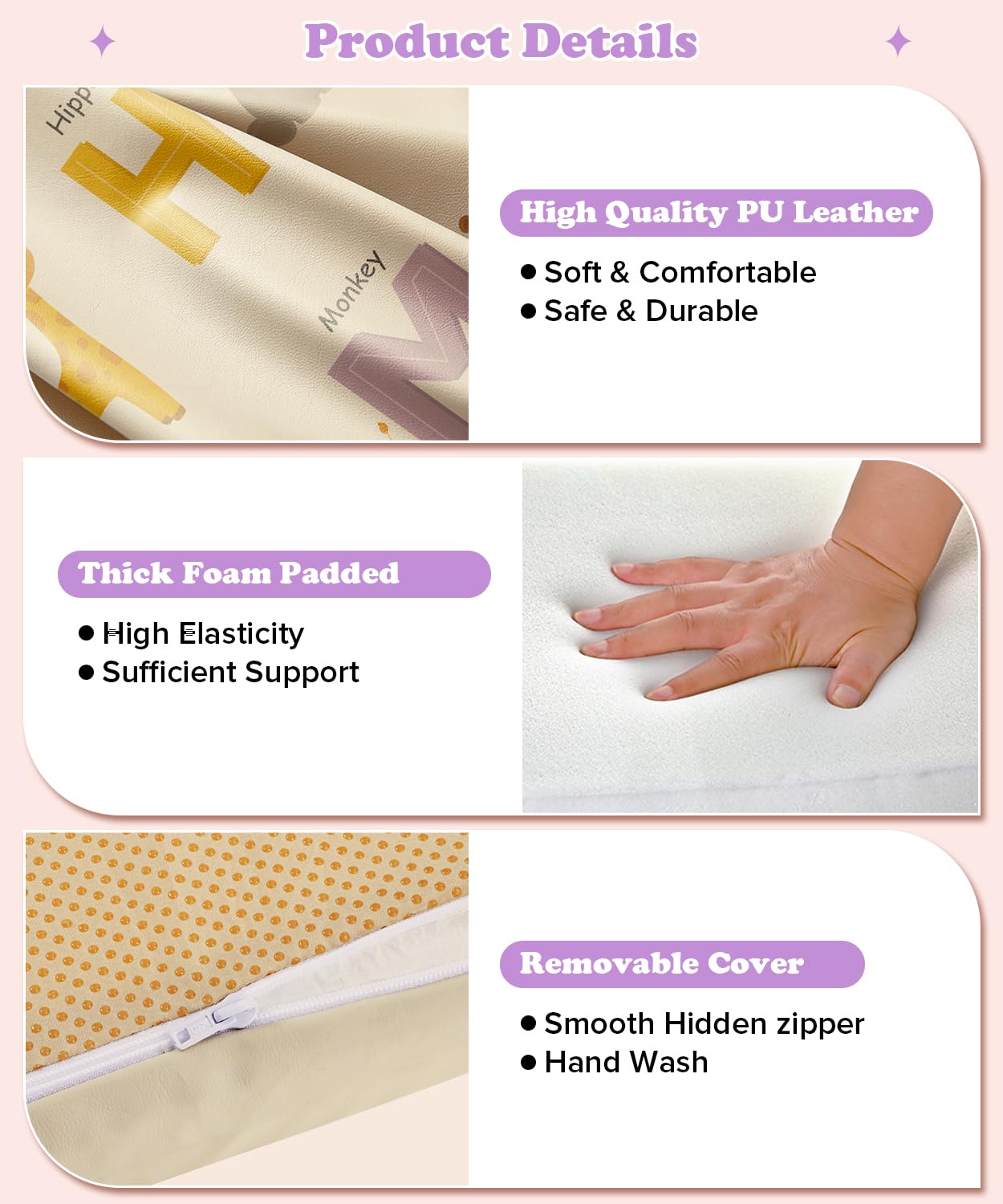 Haavookix vegan leather soft-touch finish feels gentle on tiny hands.