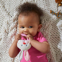 HABA Bunny Teether crackly ears provide engaging sensory play for babies.
