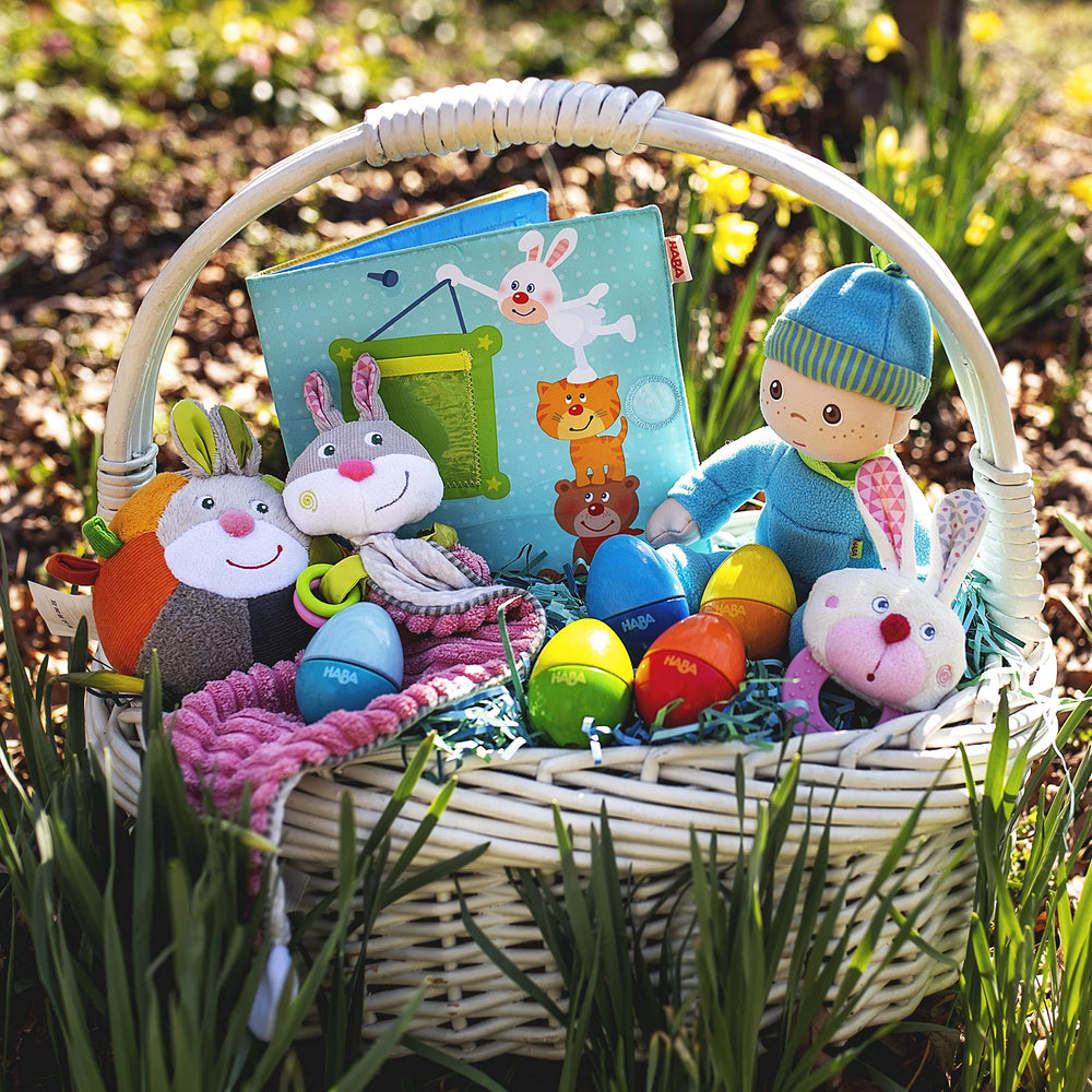 HABA Bunny Teether makes a sweet first baby gift for sensory development.