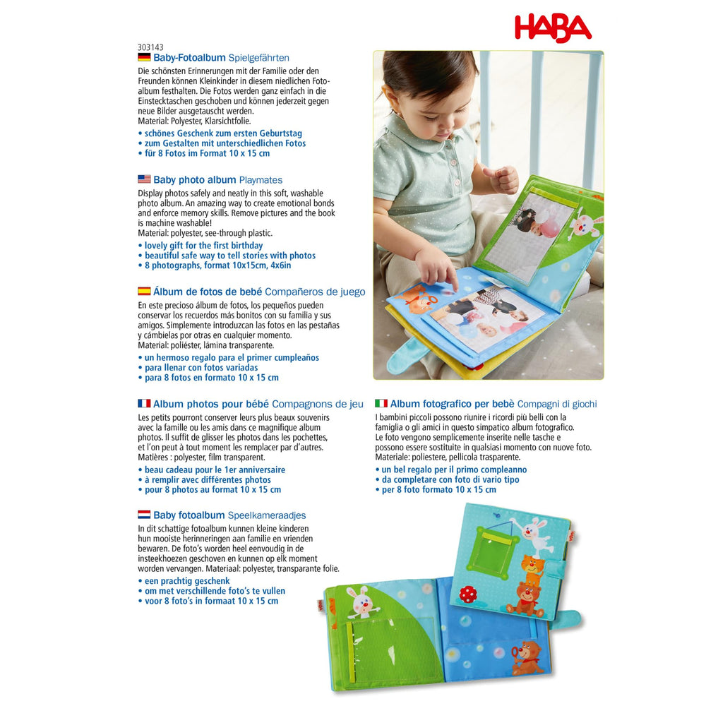 HABA My First Photo Album family moments come alive through touch-and-look play.