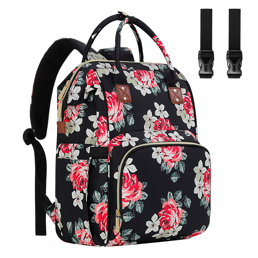 HABOPET diaper bag backpack front view with flower design for easy daily outings.