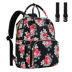 HABOPET diaper bag backpack front view with flower design for easy daily outings.