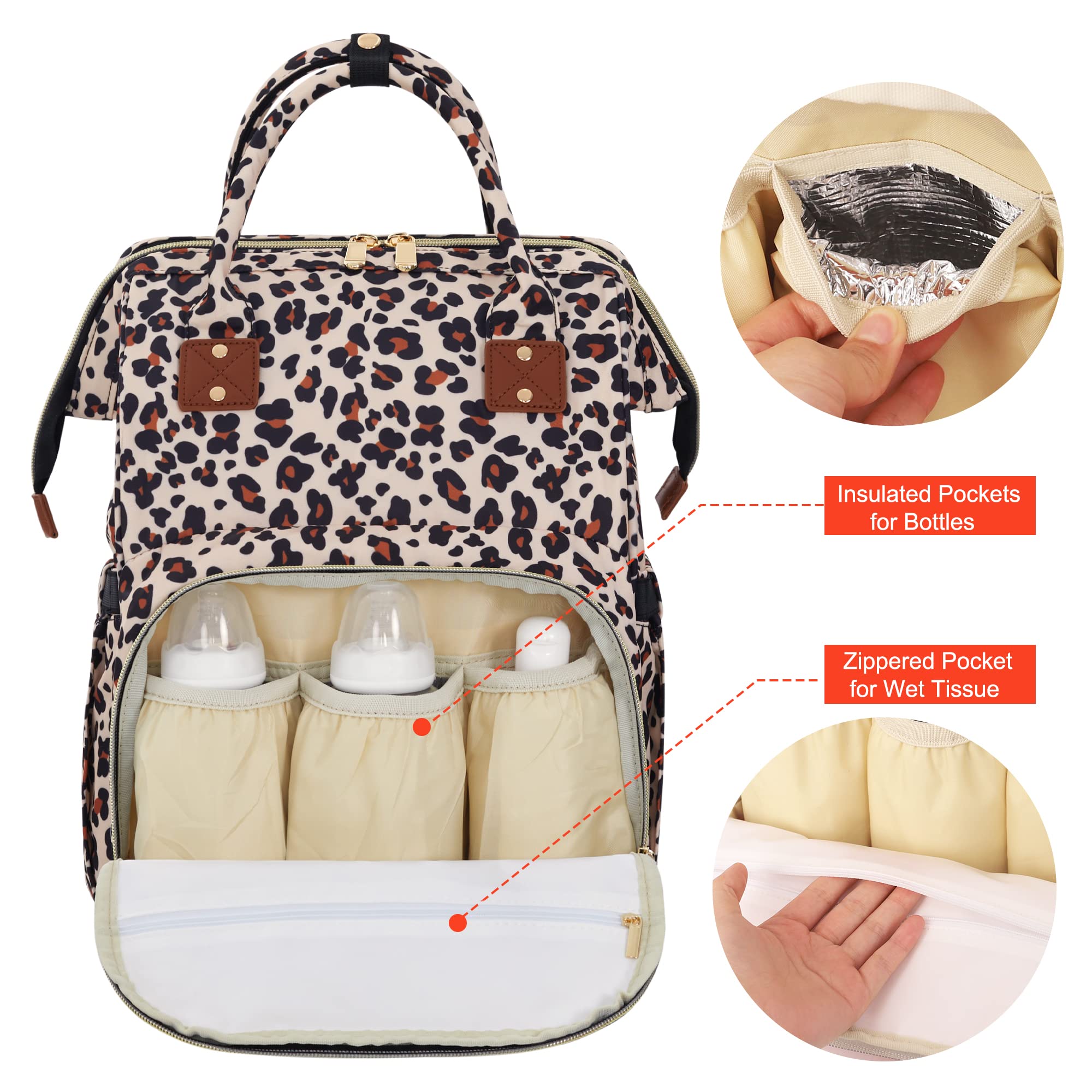 HABOPET diaper bag backpack large capacity fits bottles, diapers, and laptop.