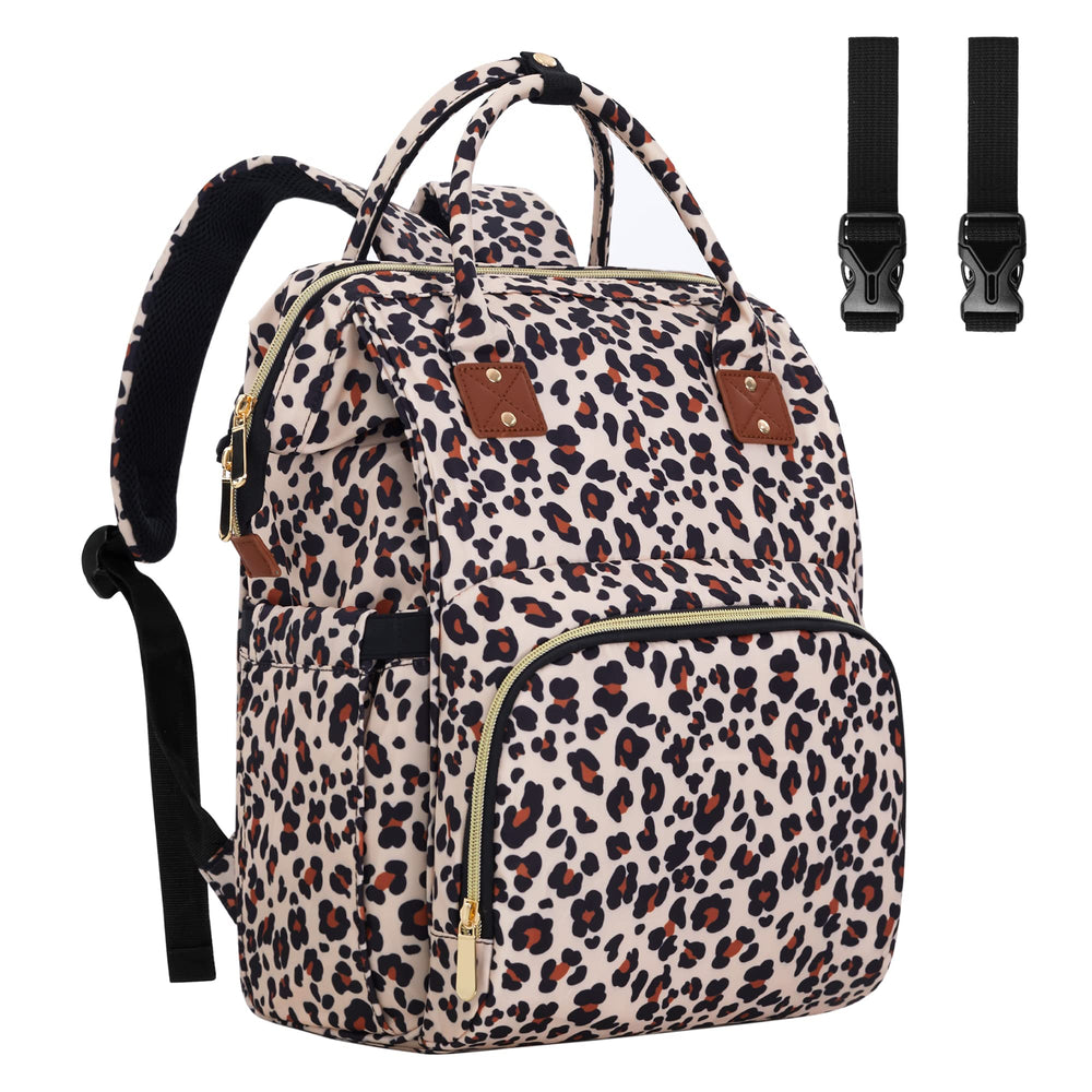 HABOPET diaper bag backpack leopard full view for on-the-go parent organization.