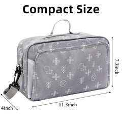 Hacaroa small diaper bag eight-pocket layout organizes diapers, bottle, wipes, and toys.