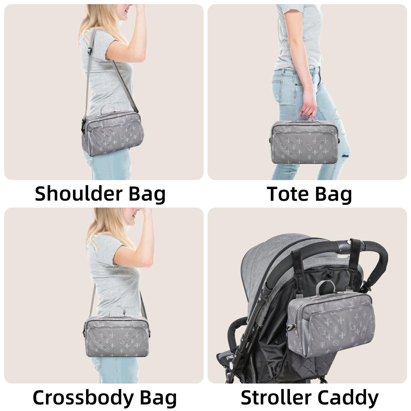 Hacaroa small diaper bag features an adjustable strap for comfortable wear.