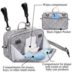 Hacaroa small diaper bag front compartments for quick access to phone and keys.