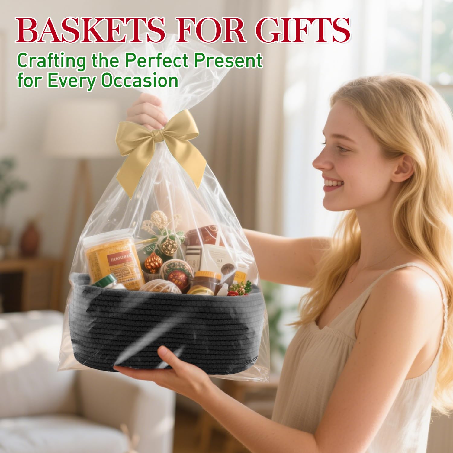 HADEEONG cotton rope basket organization highlighting natural material and sturdy form