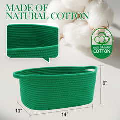 HADEEONG woven basket in 14x10x6 inch size for compact nursery storage.