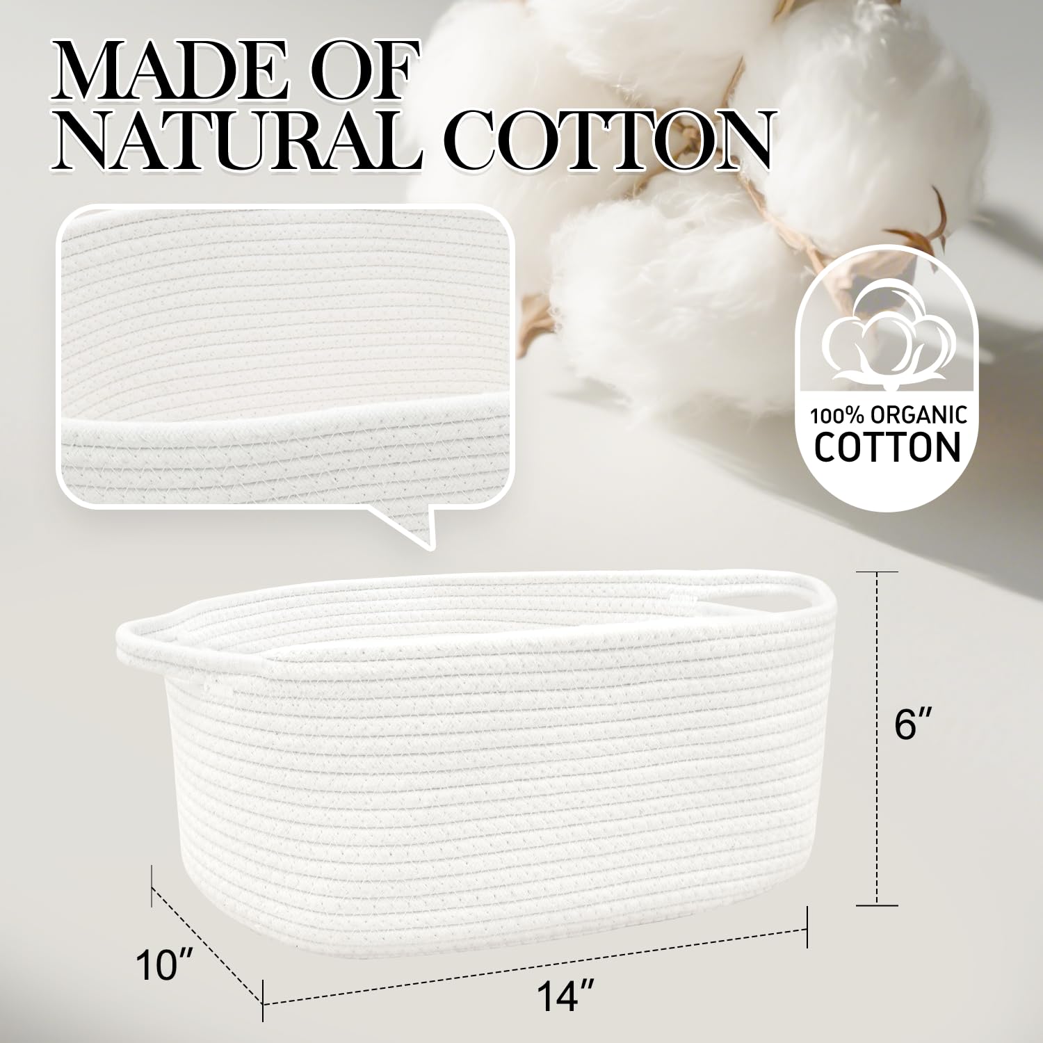 HADEEONG cotton rope material close-up highlights natural texture and durability.