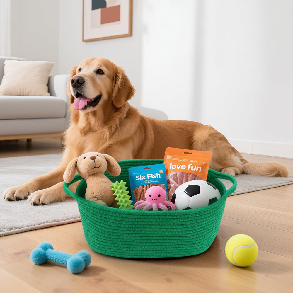 HADEEONG woven basket ideal for nursery and pet toy storage with easy access.