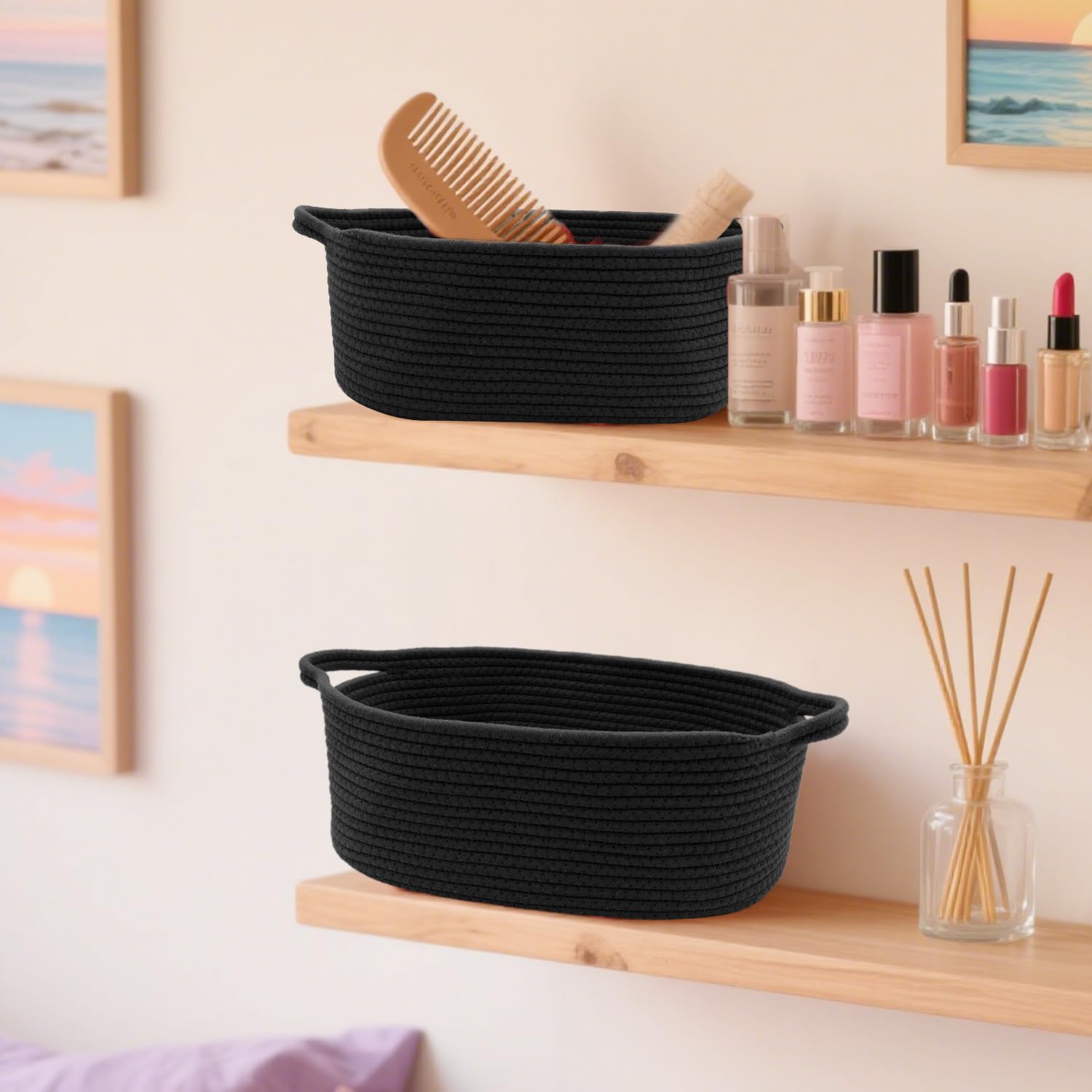 HADEEONG woven basket used for toy storage with open accessible design