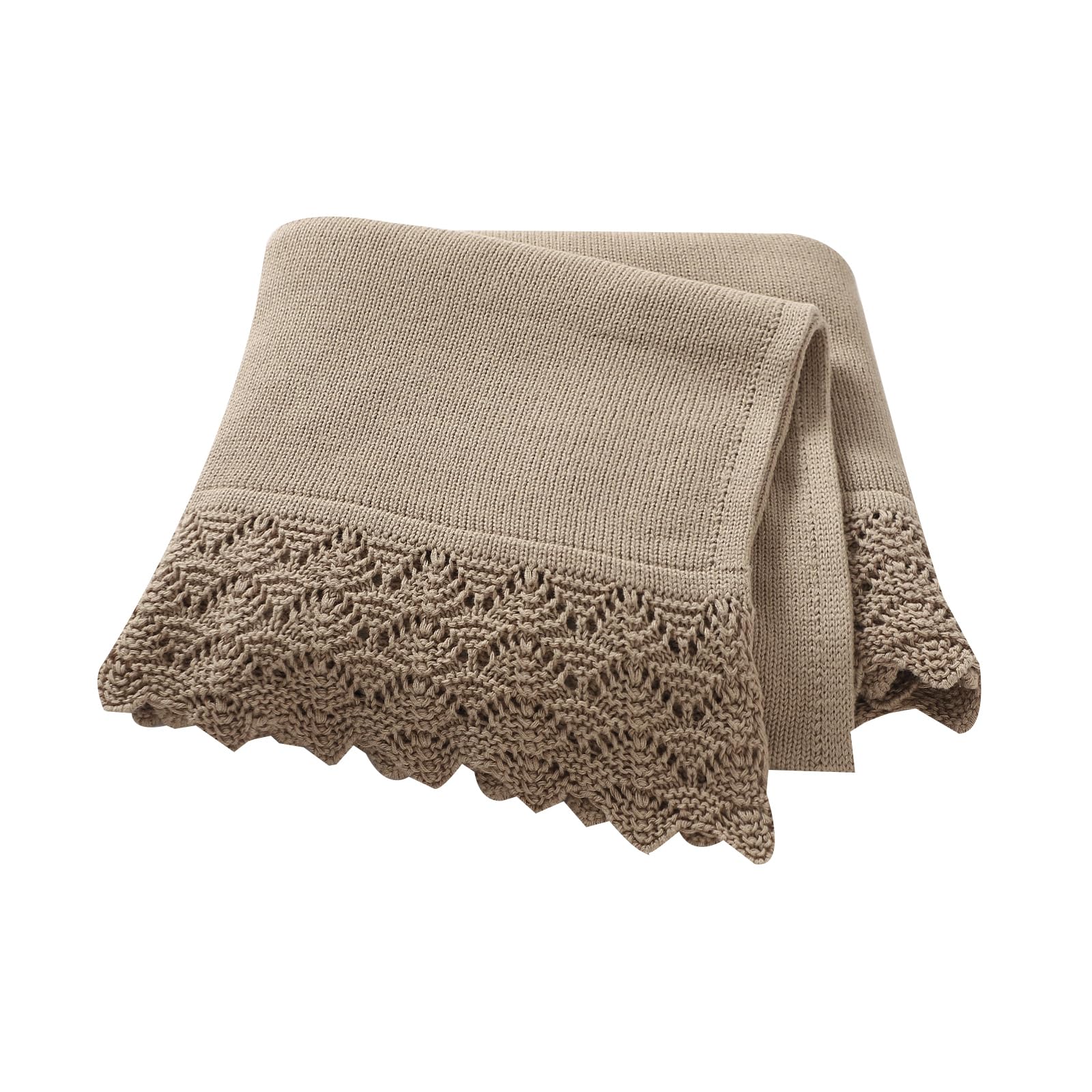 Hadetoto baby blanket cotton knit close-up showing soft texture for gentle swaddling and year-round comfort.