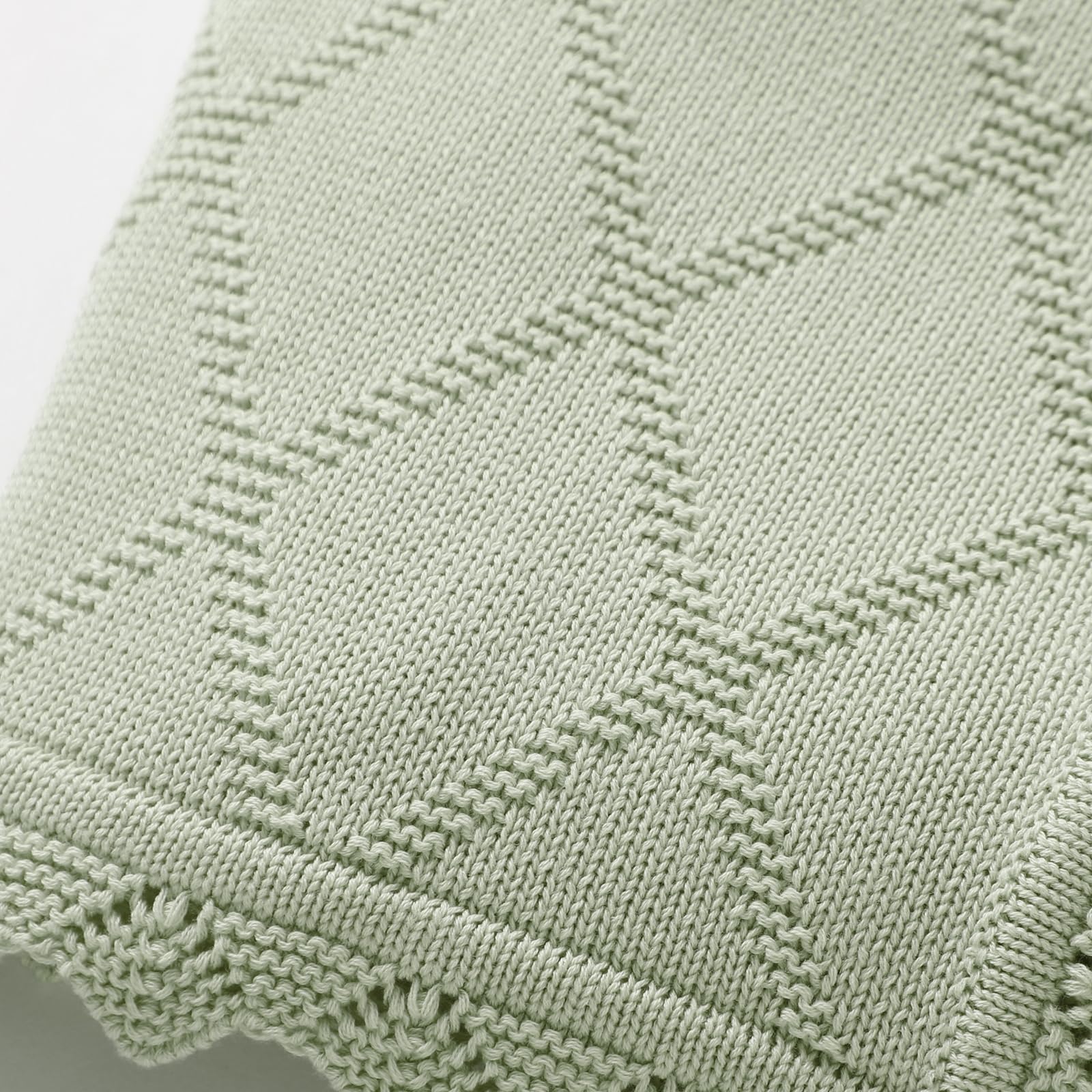 Hadetoto knit baby blanket lace knit detail adds subtle elegance to nursery