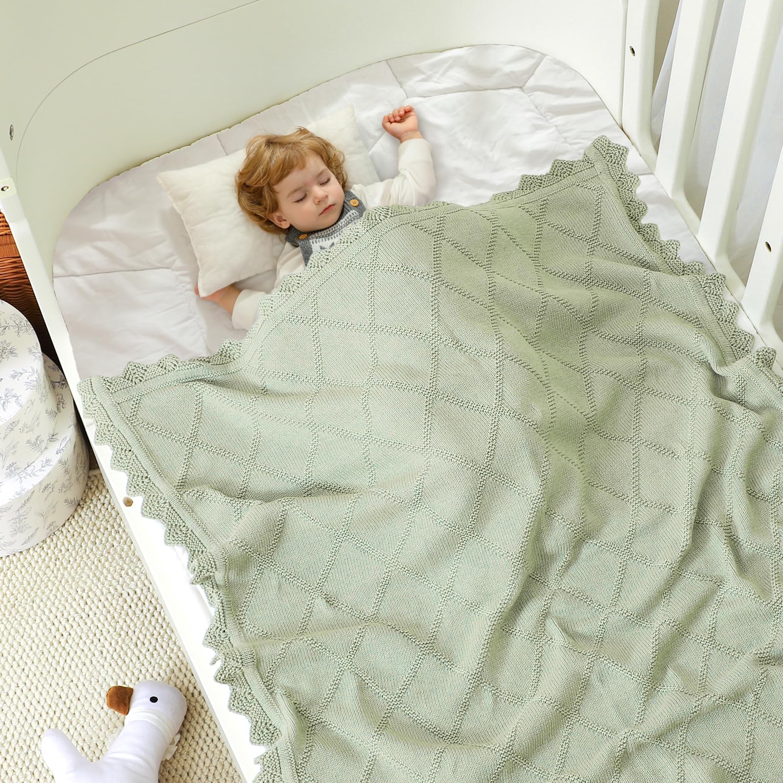Hadetoto knit baby blanket swaddle and nap time comfort for newborns and beyond