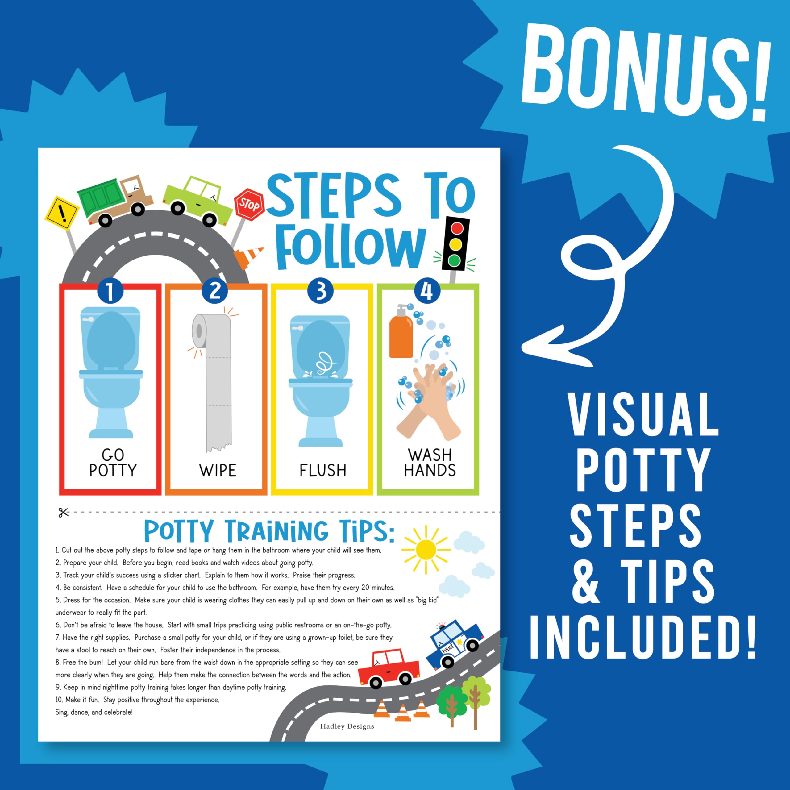 Hadley Designs ages 2-4 friendly guidance for toddler routines on chart.